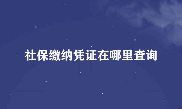 社保缴纳凭证在哪里查询