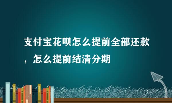 支付宝花呗怎么提前全部还款，怎么提前结清分期
