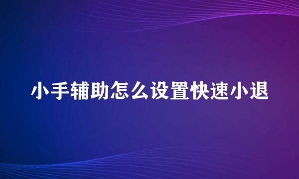 小手辅助怎么设置快速小退