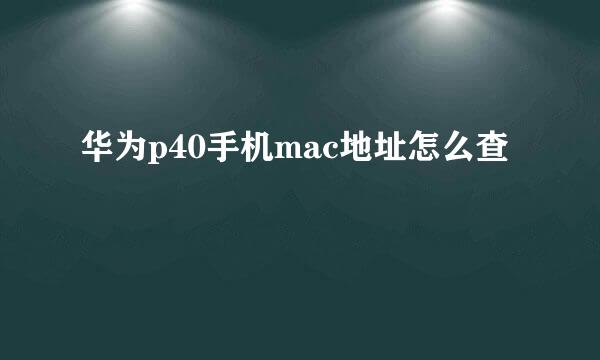 华为p40手机mac地址怎么查