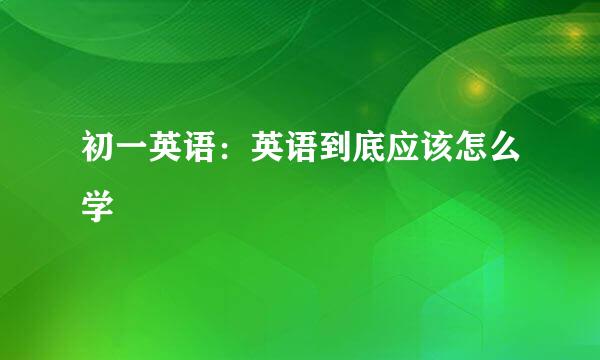 初一英语：英语到底应该怎么学