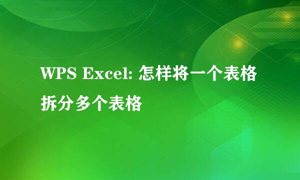 WPS Excel: 怎样将一个表格拆分多个表格