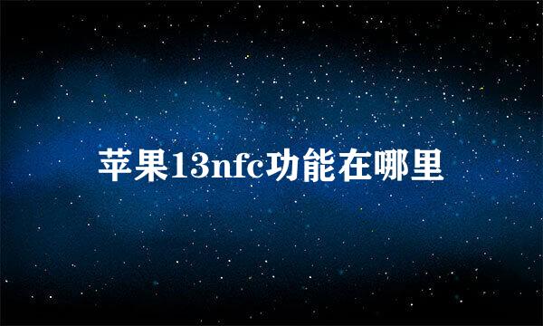 苹果13nfc功能在哪里