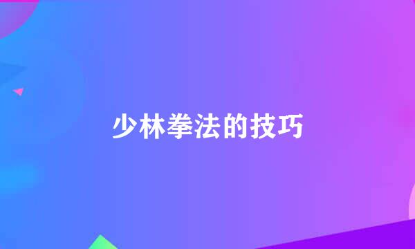 少林拳法的技巧