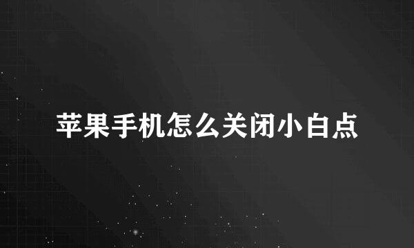 苹果手机怎么关闭小白点
