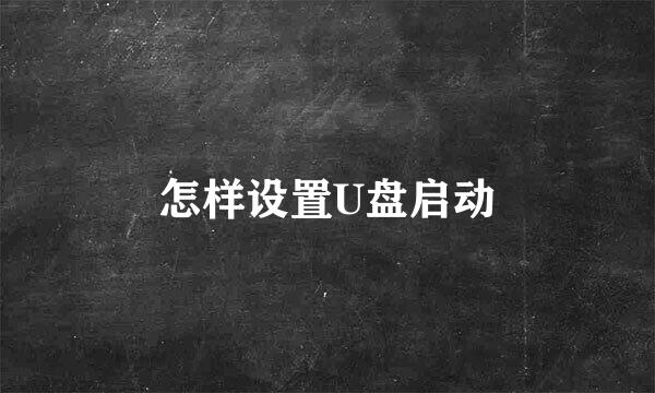 怎样设置U盘启动
