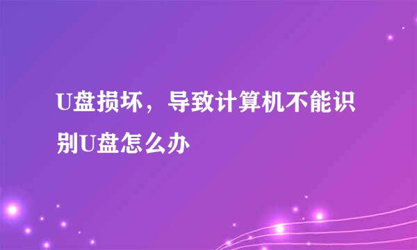 U盘损坏，导致计算机不能识别U盘怎么办
