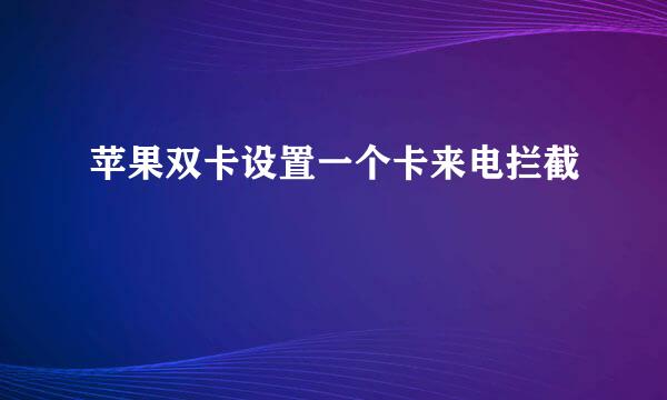 苹果双卡设置一个卡来电拦截