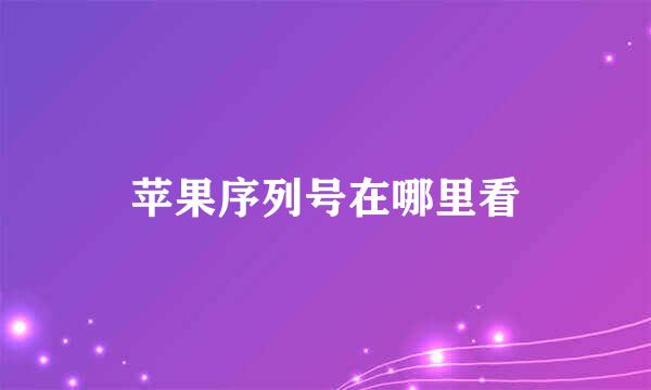 苹果序列号在哪里看