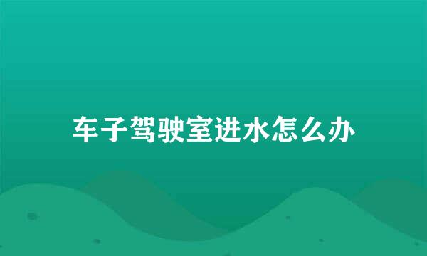 车子驾驶室进水怎么办