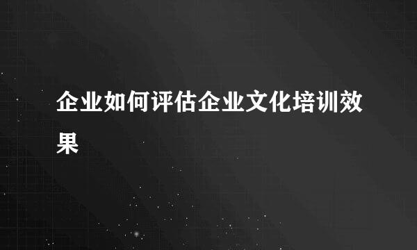 企业如何评估企业文化培训效果