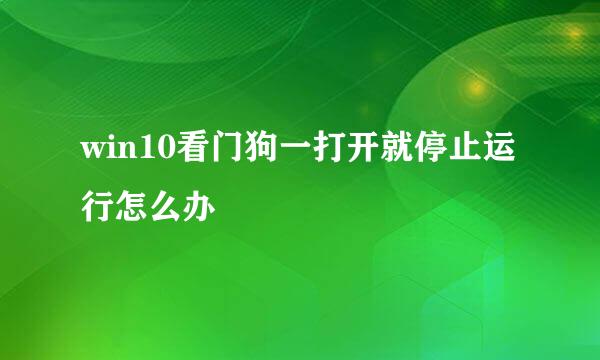 win10看门狗一打开就停止运行怎么办