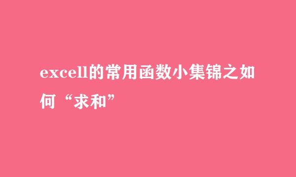 excell的常用函数小集锦之如何“求和”