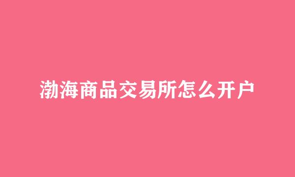渤海商品交易所怎么开户