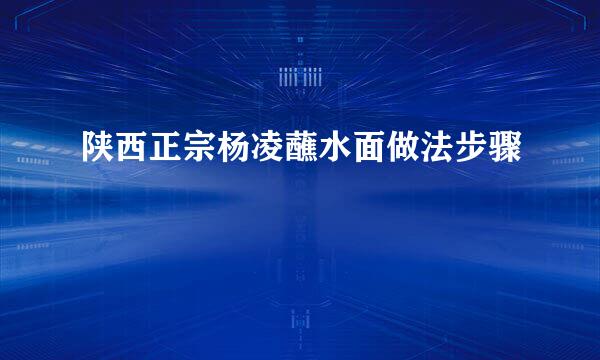陕西正宗杨凌蘸水面做法步骤