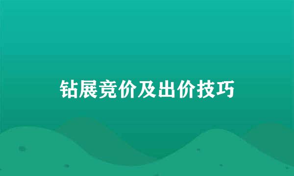 钻展竞价及出价技巧