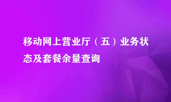 移动网上营业厅（五）业务状态及套餐余量查询