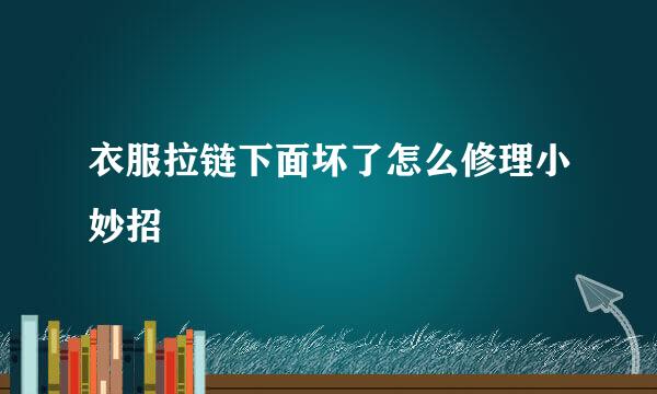 衣服拉链下面坏了怎么修理小妙招