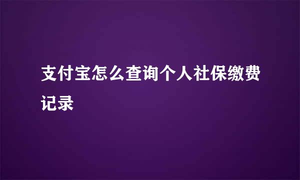 支付宝怎么查询个人社保缴费记录