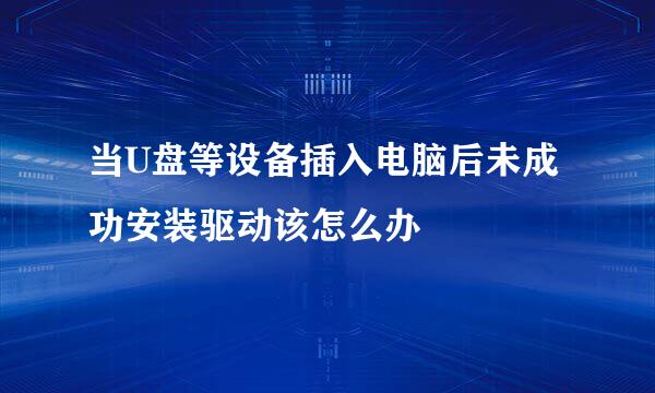 当U盘等设备插入电脑后未成功安装驱动该怎么办