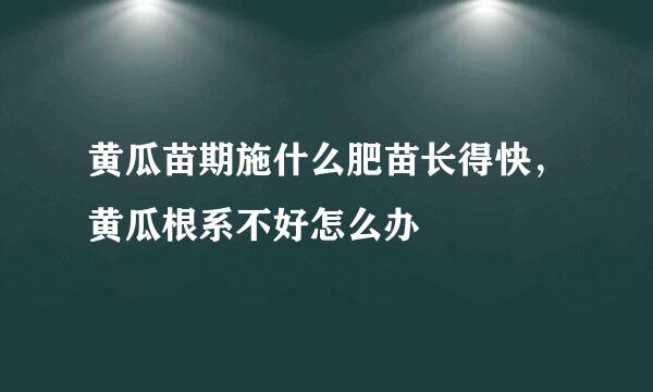 黄瓜苗期施什么肥苗长得快，黄瓜根系不好怎么办
