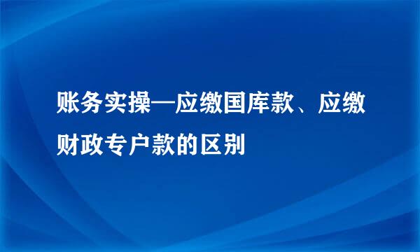 账务实操—应缴国库款、应缴财政专户款的区别