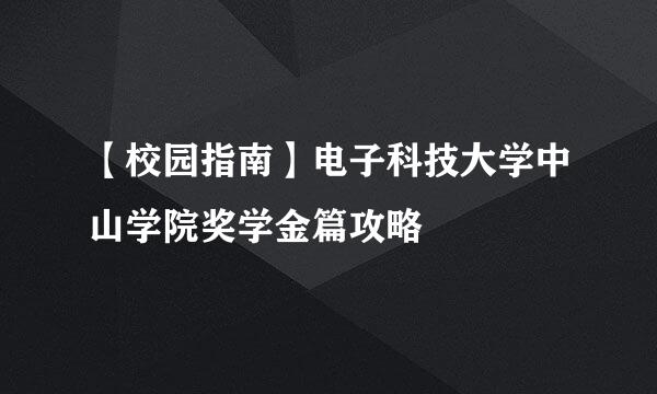 【校园指南】电子科技大学中山学院奖学金篇攻略