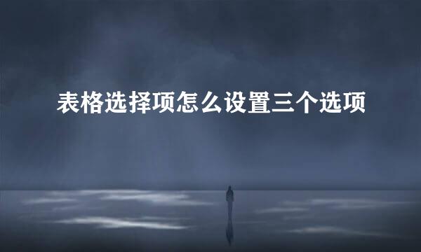 表格选择项怎么设置三个选项