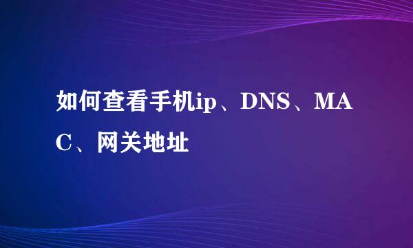 如何查看手机ip、DNS、MAC、网关地址