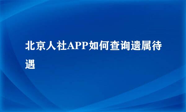 北京人社APP如何查询遗属待遇
