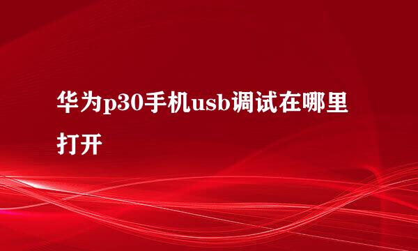 华为p30手机usb调试在哪里打开