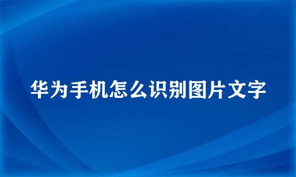 华为手机怎么识别图片文字
