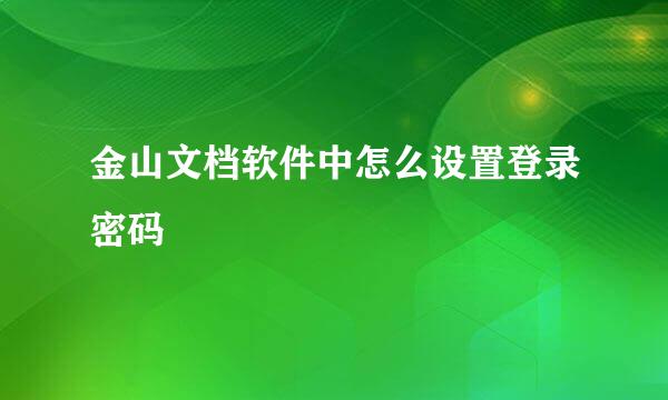 金山文档软件中怎么设置登录密码