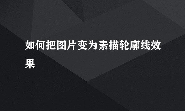 如何把图片变为素描轮廓线效果