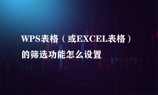 WPS表格（或EXCEL表格）的筛选功能怎么设置