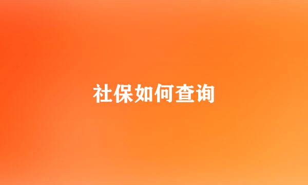 社保如何查询
