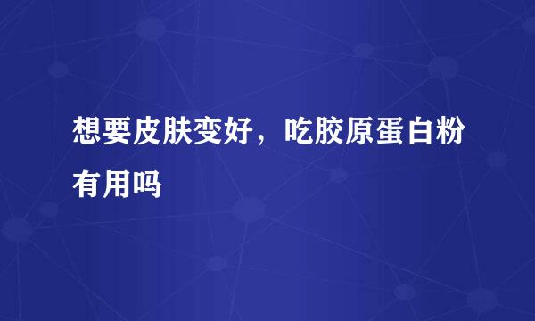 想要皮肤变好，吃胶原蛋白粉有用吗