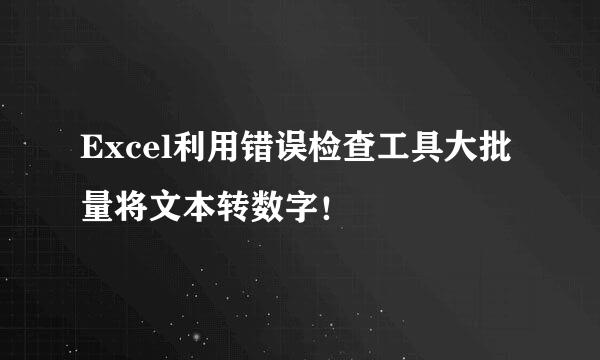 Excel利用错误检查工具大批量将文本转数字！
