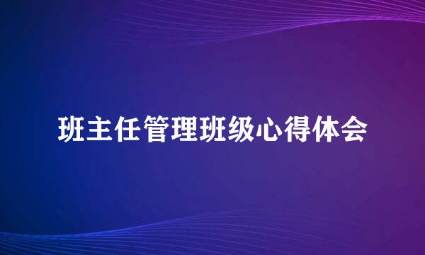 班主任管理班级心得体会