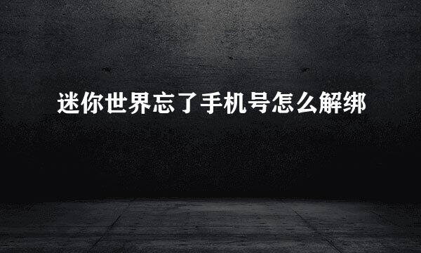 迷你世界忘了手机号怎么解绑