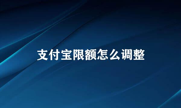 支付宝限额怎么调整