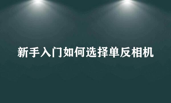 新手入门如何选择单反相机