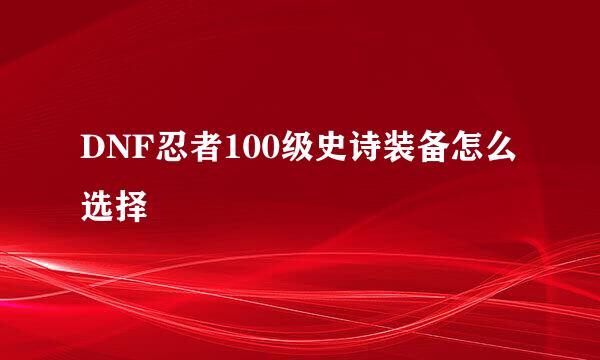 DNF忍者100级史诗装备怎么选择