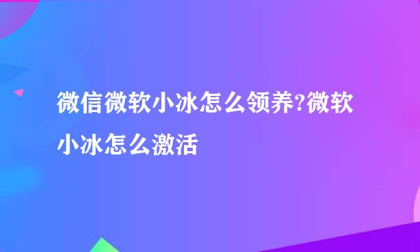 微信微软小冰怎么领养?微软小冰怎么激活