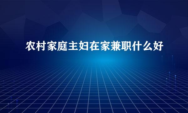 农村家庭主妇在家兼职什么好