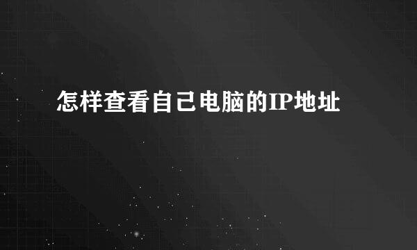 怎样查看自己电脑的IP地址