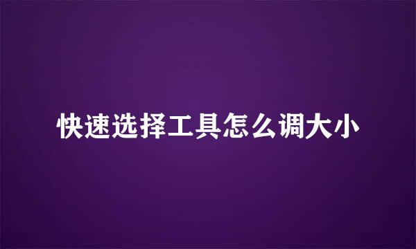 快速选择工具怎么调大小