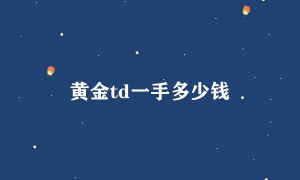 黄金td一手多少钱