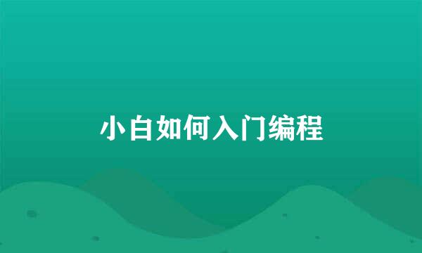 小白如何入门编程