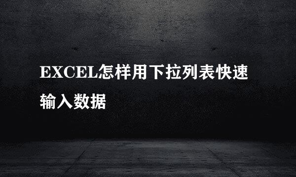 EXCEL怎样用下拉列表快速输入数据